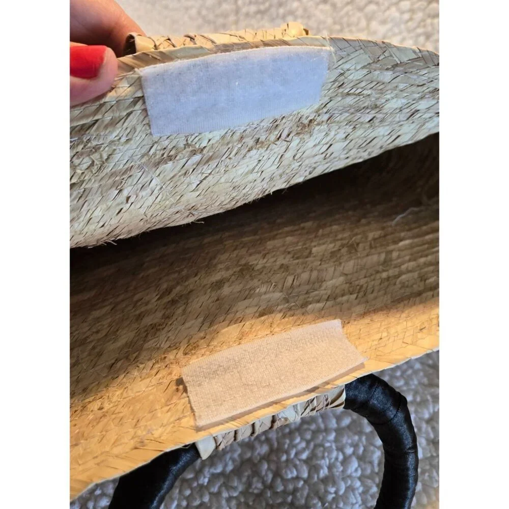 Vintage Handcrafted Straw "Evil Eye" Purple Sequin Beach Tote Purs - Picture 9 of 16